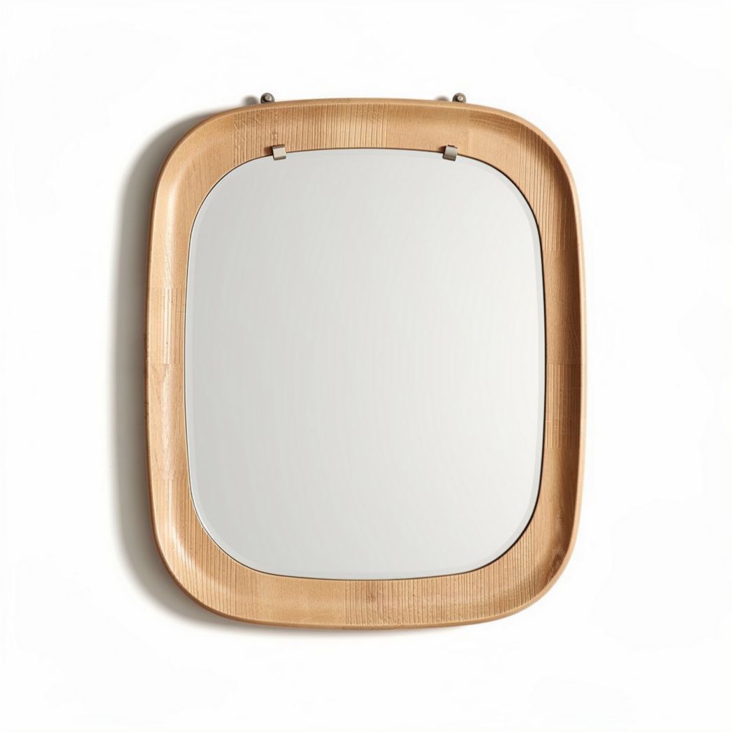 Bamboo framed rectangular mirror 60 x 50 x 3cm for wall decoration