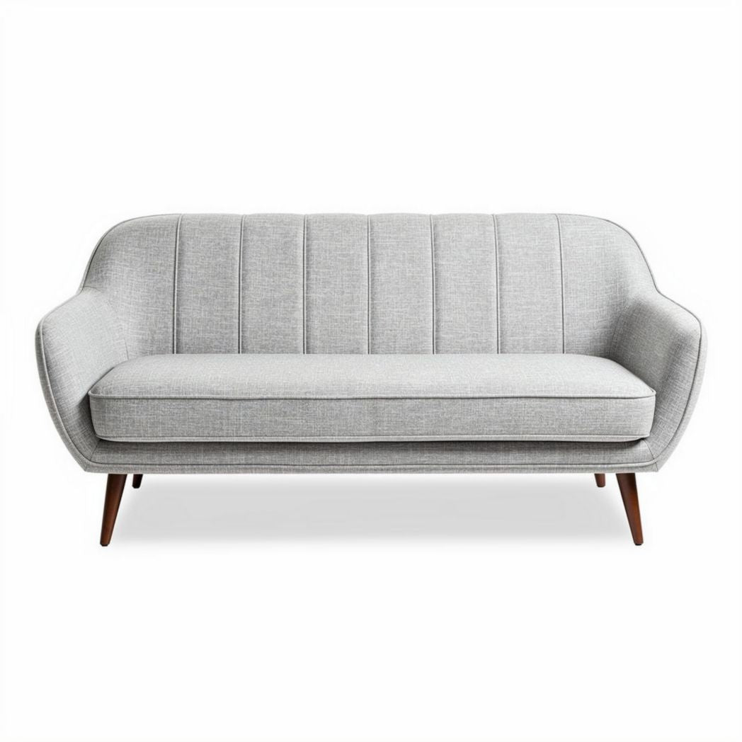 Modern fabric sofa in light grey with wooden legs 180 x 80 x 75cm