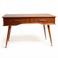 Wooden desk with two drawers and tapered legs 120 x 60 x 75cm natural finish