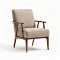 Mid-century modern accent chair with geometric fabric upholstery and wood frame