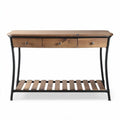 Wooden console table with three drawers and metal frame 100 x 40 x 80cm