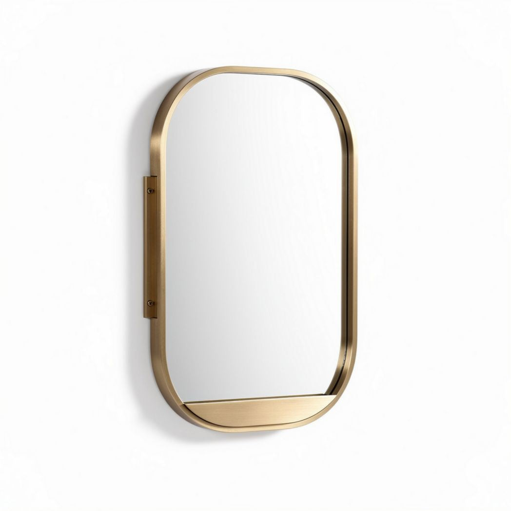 Brushed gold wall-mounted mirror with oval design 50 x 30 x 2cm