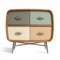 Storage cabinet with four drawers in pastel colors and wooden accents 80 x 40 x 75cm