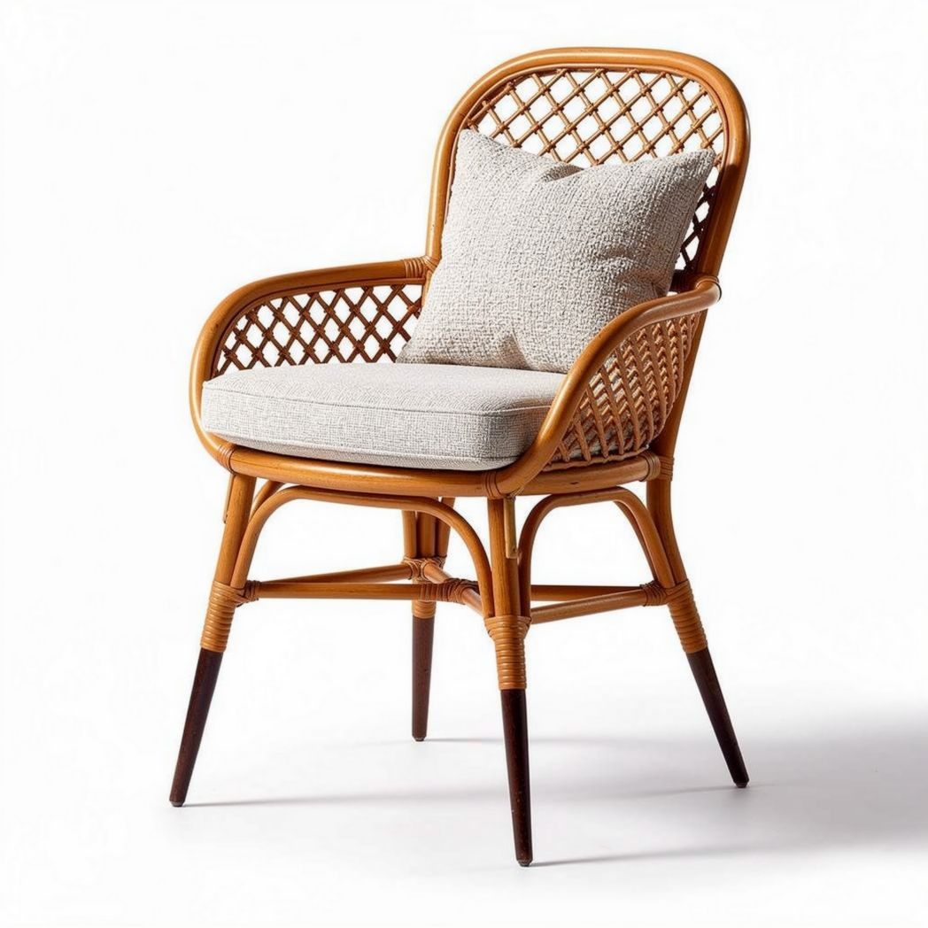 Rattan armchair with cushion for living room and patio use 70 x 60 x 85cm