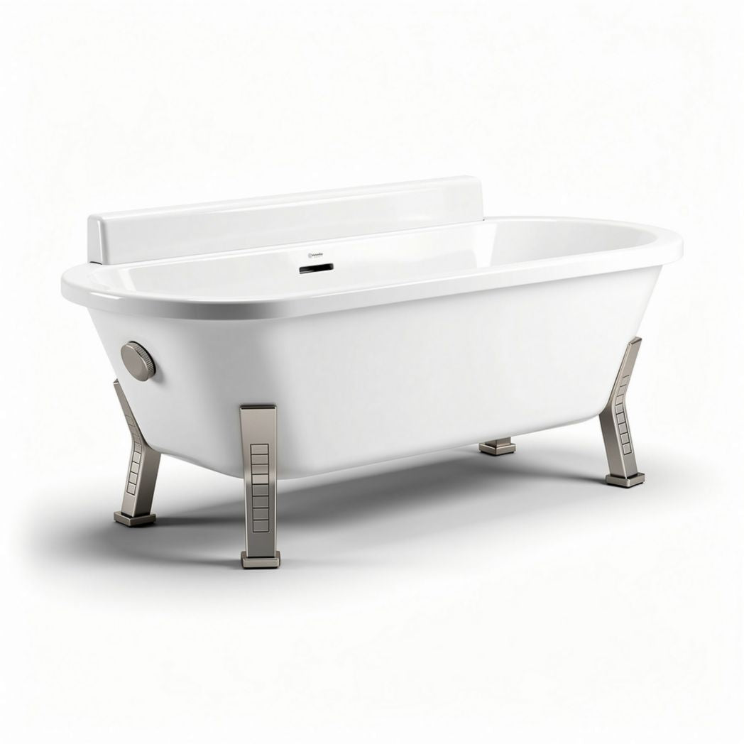 Freestanding acrylic bathtub with chrome legs and minimalist design 150 x 70 x 60cm