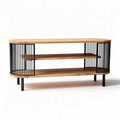 Wood and metal TV stand with open shelving 120 x 40 x 50cm